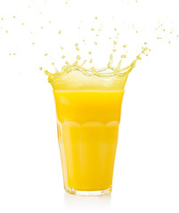 Naklejka na ściany i meble fruit juice glass splashing isolated on white
