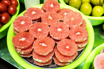 Different types of fruit in green pot