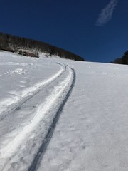 Fototapeta na wymiar Weg im Schnee - spuren