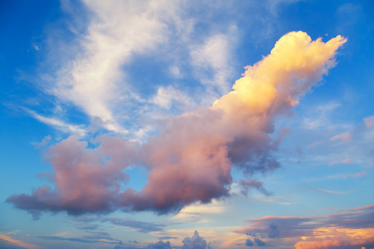 Blue sky and beautiful clouds while sunset times
