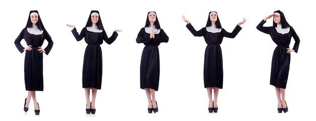 Nun isolated on the white background