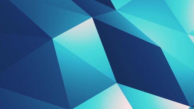 Abstract cg polygonal crystal surface. Geometric poly Blue triangles motion background.