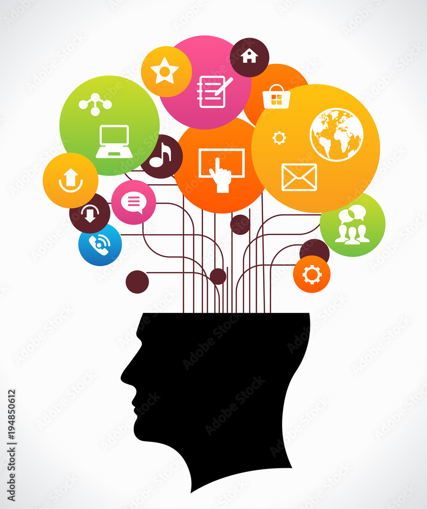 Poster abstract tree in the form of a global computer network and head.