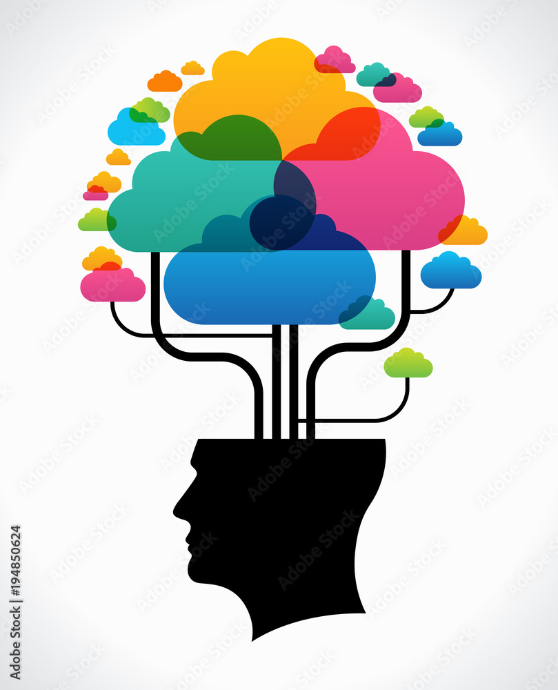 Poster abstract tree in the form of a global computer network and head