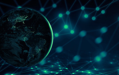 technology world of green social network Elements of this image furnished by NASA