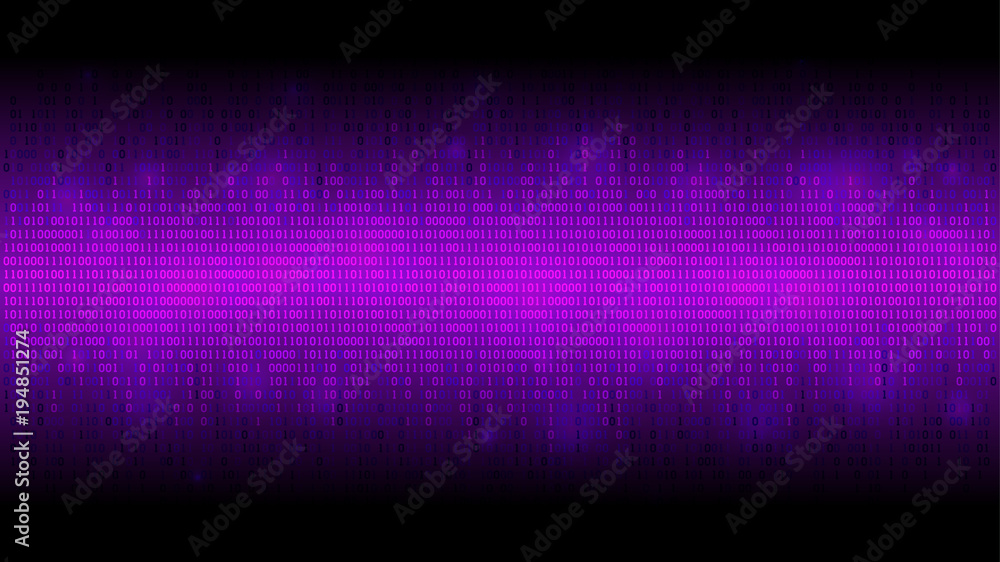 Poster glowing binary code abstract background, glowing cloud of big data, stream of information, well orga