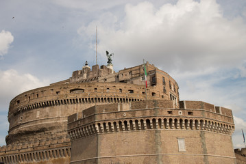 Fototapeta na wymiar Frontal view of the Castel Sant'Angelo in Rome, Italy