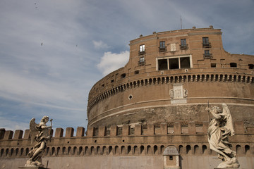 Fototapeta na wymiar Frontal view of the Castel Sant'Angelo in Rome, Italy