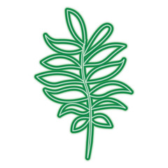 tree branch with green leaves plant natural vector illustration neon line design