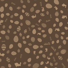 Seamless Easter Pattern with eggs and rabbit. Vector.