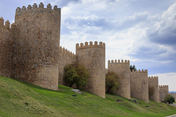 Fototapeta na wymiar Fortification of the town of Avila in Spain Europe.