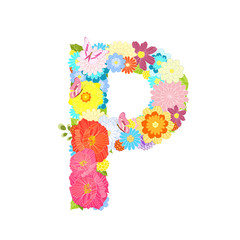 Romantic letter of meadow flowers and butterflies P