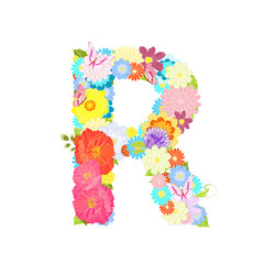 Romantic letter of meadow flowers and butterflies R
