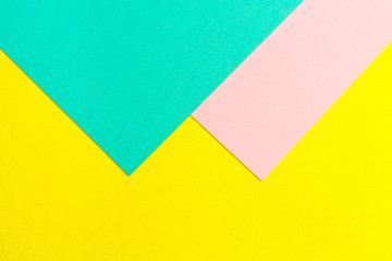 Turquoise, Yellow and pink color paper texture background. Trend colors, geometric paper background. Colorful of soft paper background.Pastel colors.