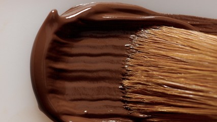 liquid foundation texture smudge with brush. Makeup base closeup texture