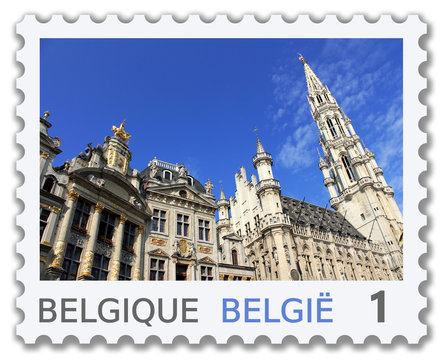 Timbre Belgique. Bruxelles. H&ocirc;tel de ville