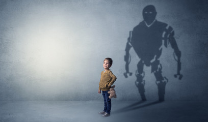 Robotman shadow of a cute little boy