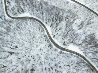 Winter Mountain Road From Above