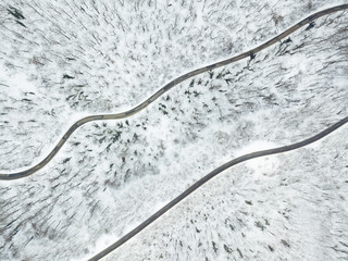 Winter Mountain Road From Above