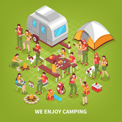 Expedition Camping Isometric Poster 