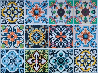 Fotobehang keramische tegels patronen uit Portugal. © subinpumsom