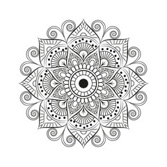 Flower Mandala. Vintage decorative elements. Oriental pattern, vector illustration. Islam, Arabic, Indian, moroccan,spain, turkish, pakistan, chinese, mystic, ottoman motifs. Coloring book page - 194860026