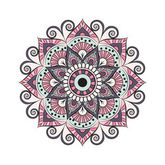 Flower Mandala. Vintage decorative elements. Oriental pattern, vector illustration. Islam, Arabic, Indian, moroccan,spain, turkish, pakistan, chinese, mystic, ottoman motifs. Coloring book page - 194860078