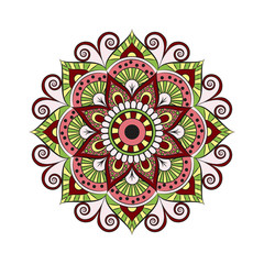 Flower Mandala. Vintage decorative elements. Oriental pattern, vector illustration. Islam, Arabic, Indian, moroccan,spain, turkish, pakistan, chinese, mystic, ottoman motifs. Coloring book page