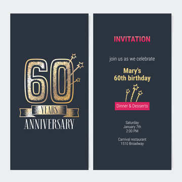 60 years anniversary invitation vector