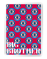 Big brother spy vector abstract poster design with eyes illustration. Human eye vector icon design, geometric style design. Simple flat illustration for cover, advertisement, poster design. - 194862217