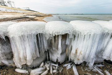Ice covered groynes