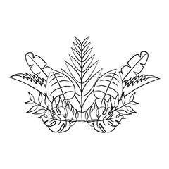 flower natural decoration arrangement leaves vector illustration sketch design