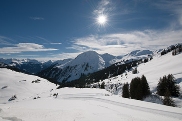 Fototapeta na wymiar Winter am Furkajoch, Vorarlberg