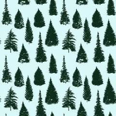 Obraz premium vector seamless pattern with fir trees
