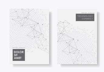 Abstract geometric background with connected lines and dots. Technology vector brochure cover design