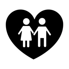 couple holds hand inside heart medical concept vector illustration black and white design