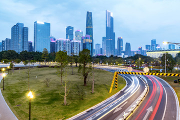 Scene of express way at sunset in Guangzhou, China