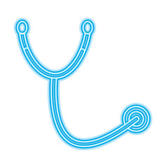 medical equipment stethoscope instrument care vector illustration neon blue design
