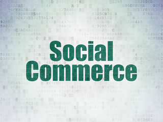 Advertising concept: Painted green word Social Commerce on Digital Data Paper background