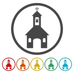 Church on white background - Illustration, 6 Colors Included