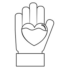 hand heart blood hemophilia support care symbol vector illustration