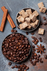 Coffee beans and sugar