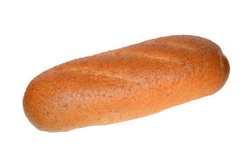 White bread loaf with bran isolated on white background