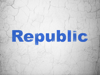 Political concept: Blue Republic on textured concrete wall background