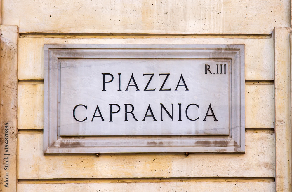 Wall mural Street sign in Rome, Italy