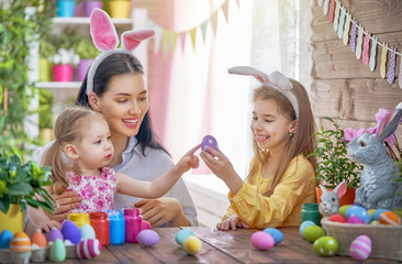 Family preparing for Easter