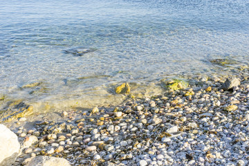 Footprints on the beach of Ibiza island in Spain, holiday and summer scene