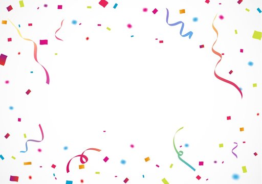 Colorful confetti, for celebration background with ribbon 