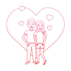 valentines day poster with man and woman tenderly hugging vector illustration degrade line design