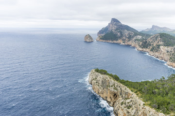 Fototapeta na wymiar views of Cape formentor in the tourist region of Mallorca, located northeast of the island